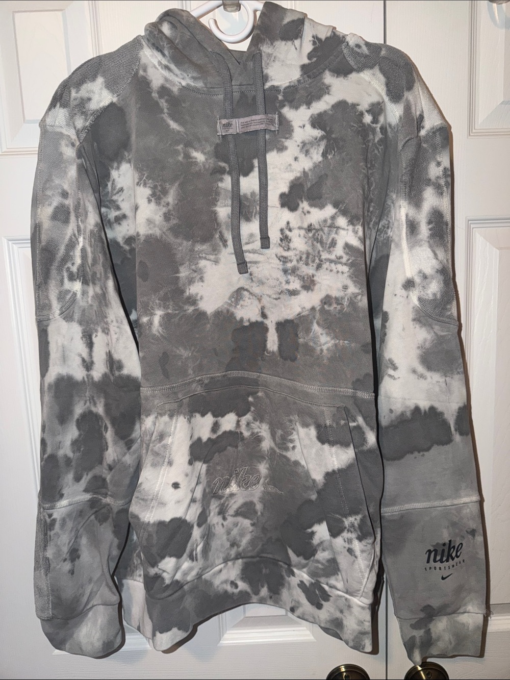 Nike Gray & White Tie-Dye Pullover Hoodie